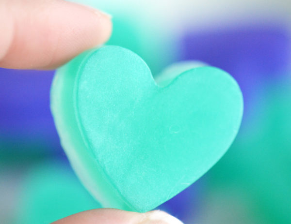 Purple and Green Peacock Heart Soap Favors