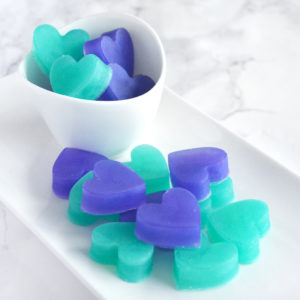 Purple and Green Peacock Heart Soap Favors