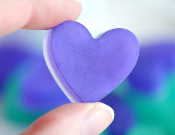 Purple and Green Peacock Heart Soap Favors