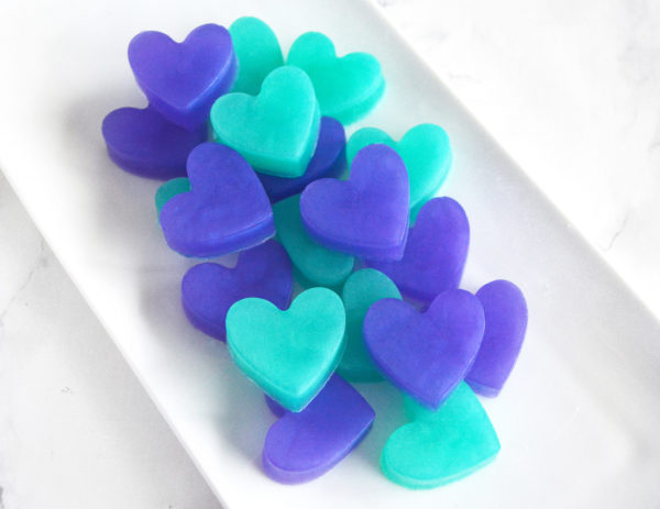 Purple and Green Peacock Heart Soap Favors