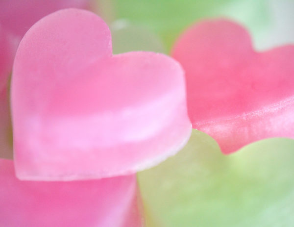 Pink and Green Heart Soap Favors by Tailored Soap