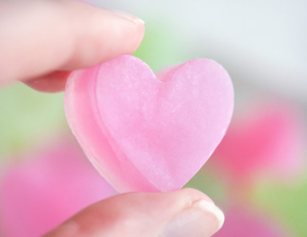 Pink and Green Heart Soap Favors by Tailored Soap