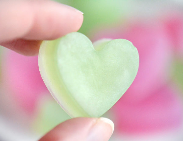 Pink and Green Heart Soap Favors by Tailored Soap